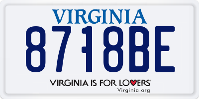 VA license plate 8718BE