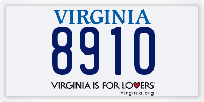 VA license plate 8910