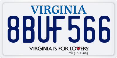 VA license plate 8BUF566