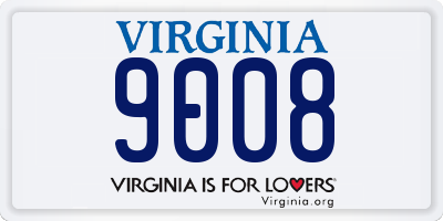 VA license plate 9008