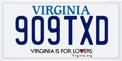 VA license plate 909TXD