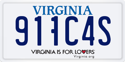 VA license plate 911C4S