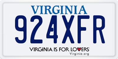 VA license plate 924XFR