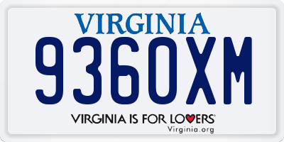 VA license plate 9360XM