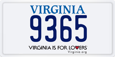 VA license plate 9365