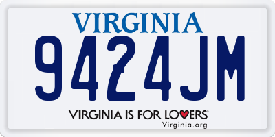 VA license plate 9424JM