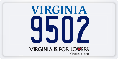 VA license plate 9502