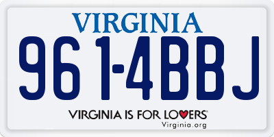 VA license plate 9614BBJ