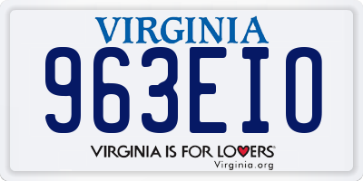 VA license plate 963EIO