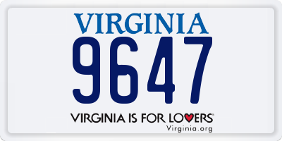 VA license plate 9647