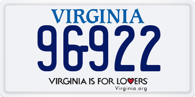 VA license plate 96922