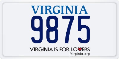 VA license plate 9875