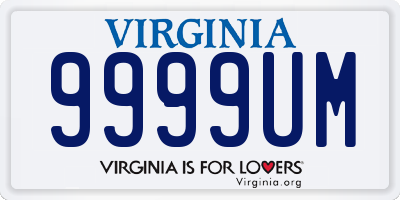 VA license plate 9999UM