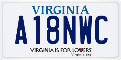 VA license plate A18NWC