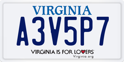 VA license plate A3V5P7