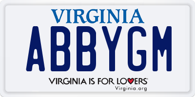 VA license plate ABBYGM