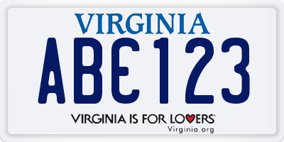 VA license plate ABC123