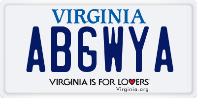 VA license plate ABGWYA