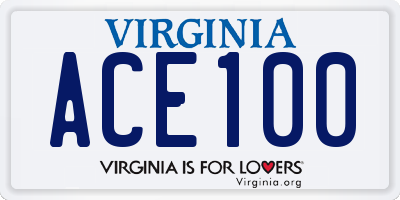 VA license plate ACE100