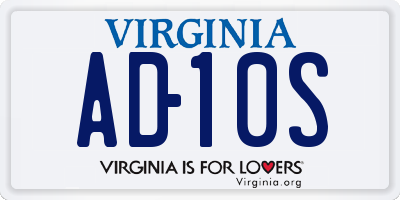 VA license plate AD10S