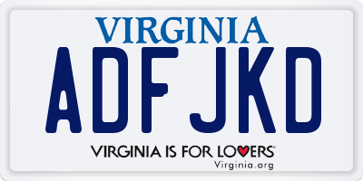 VA license plate ADFJKD