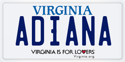 VA license plate ADIANA