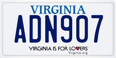 VA license plate ADN907
