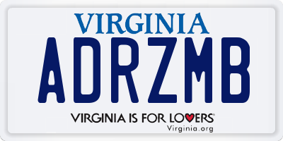 VA license plate ADRZMB