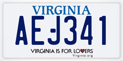 VA license plate AEJ341