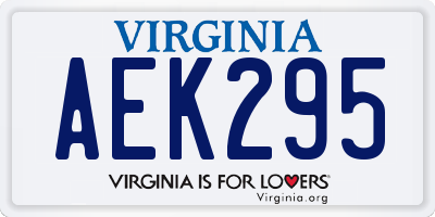 VA license plate AEK295