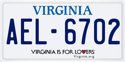 VA license plate AEL6702