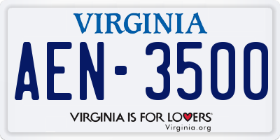 VA license plate AEN3500