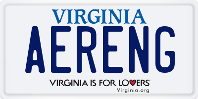 VA license plate AERENG