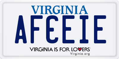 VA license plate AFCEIE