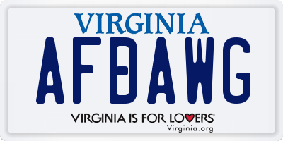 VA license plate AFDAWG