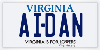 VA license plate AIDAN