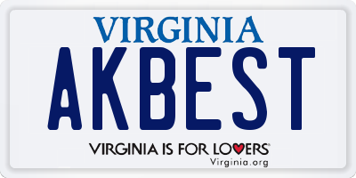 VA license plate AKBEST