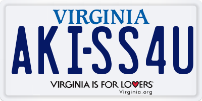 VA license plate AKISS4U