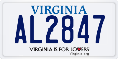 VA license plate AL2847