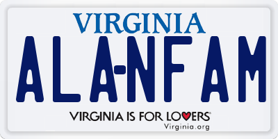 VA license plate ALANFAM