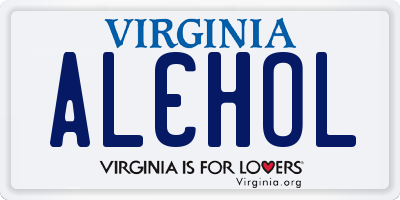 VA license plate ALCHOL