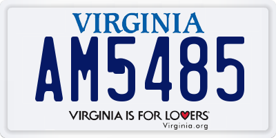 VA license plate AM5485