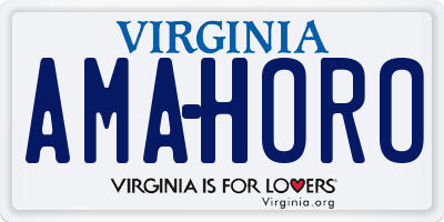 VA license plate AMAHORO