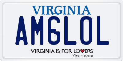 VA license plate AMGLOL