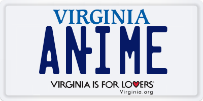 VA license plate ANIME