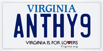 VA license plate ANTHY9