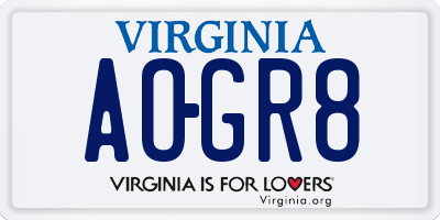 VA license plate AOGR8