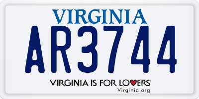 VA license plate AR3744