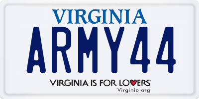 VA license plate ARMY44