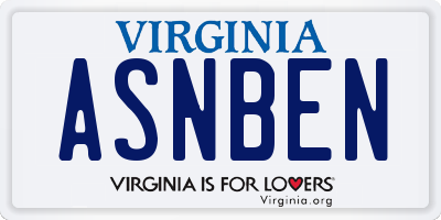 VA license plate ASNBEN